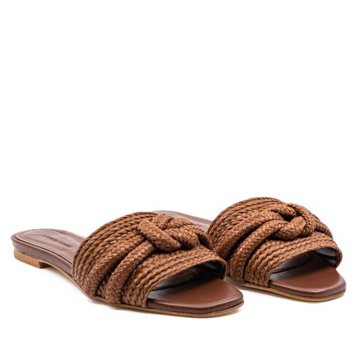 Andrea Gomez Denisse Raffia Slide Flat In Brown