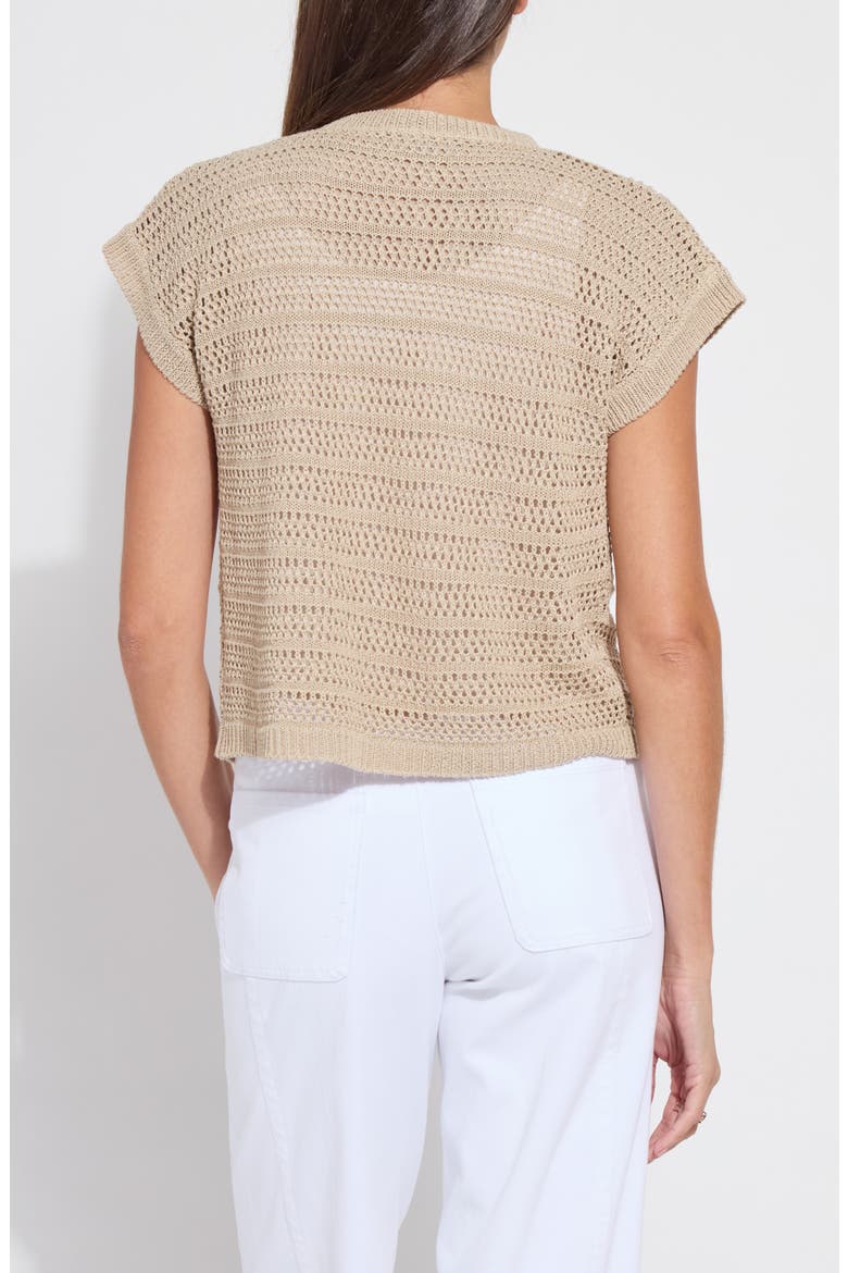 Brisa Open Knit Short Sleeve Cardigan, Alternate, color, LINEN