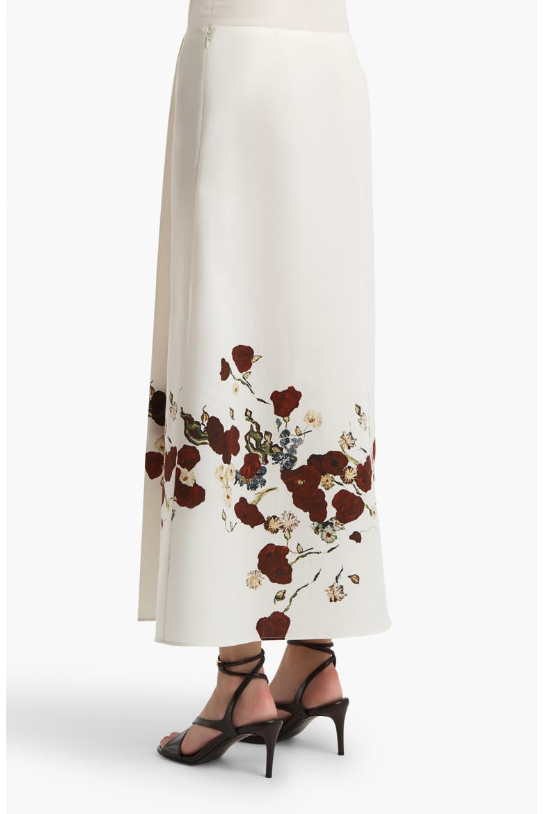 Floral Silk Blend Organza Midi Skirt, Alternate, color, CREAM / RED