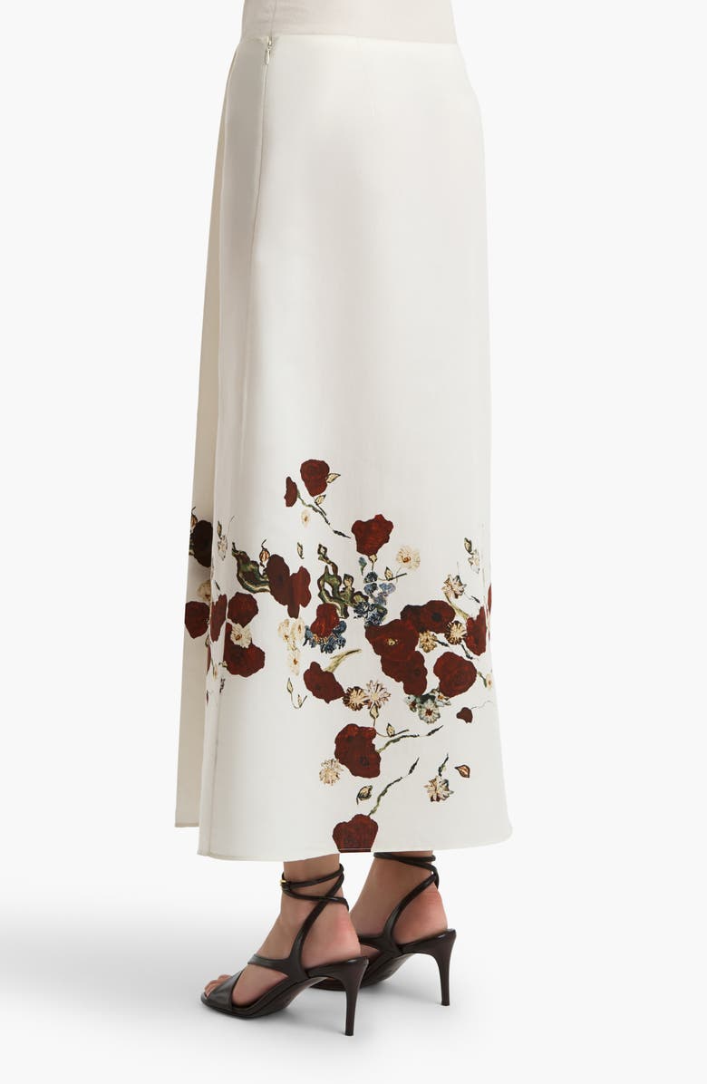 Khaite Floral Silk Blend Organza Midi Skirt, Alternate, color, Cream / Red