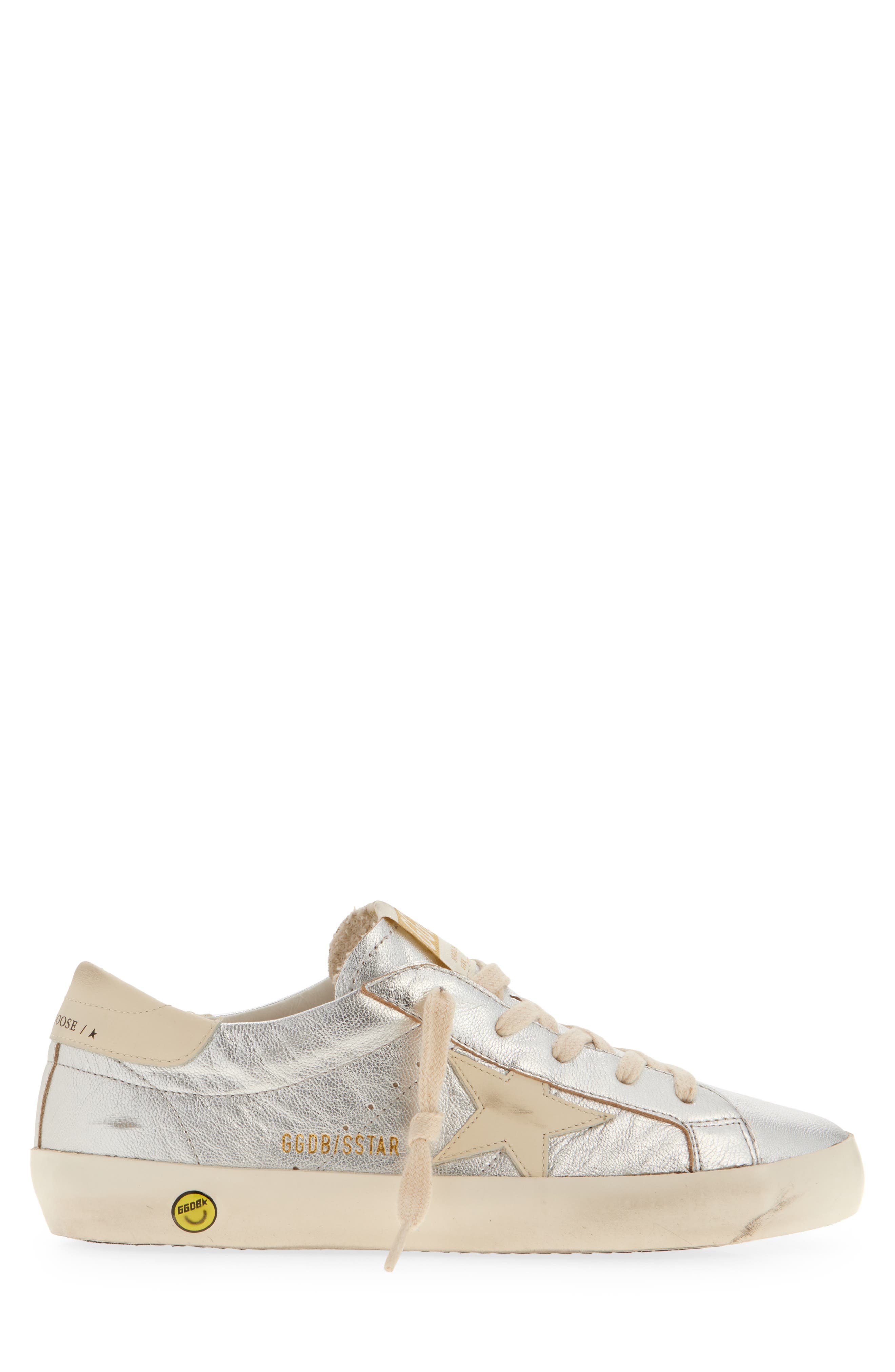 Golden Goose Kids' Super-Star Laminated Low Top Sneaker, Alternate, color, Silver/ Cream
