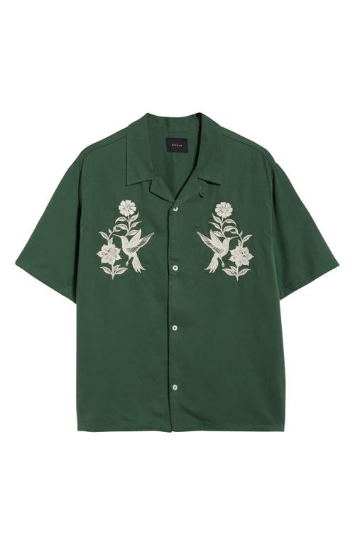 Pacsun Floral Appliqué Lyocell Camp Shirt In Green