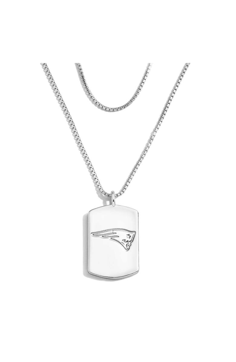 WEAR by Erin Andrews x Baublebar New England Patriots Silver Dog Tag Necklace, Main, color, 