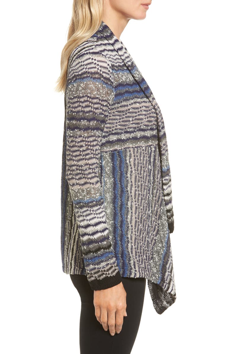 NIC+ZOE Shaded Stripe Drape Front Cardigan, Alternate, color, 