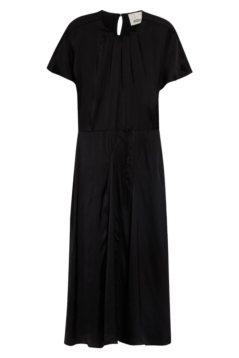 Namsha Draped Satin Midi Dress, Main, color, BLACK