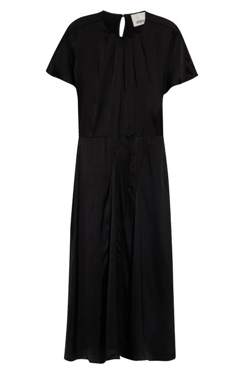 Namsha Draped Satin Midi Dress