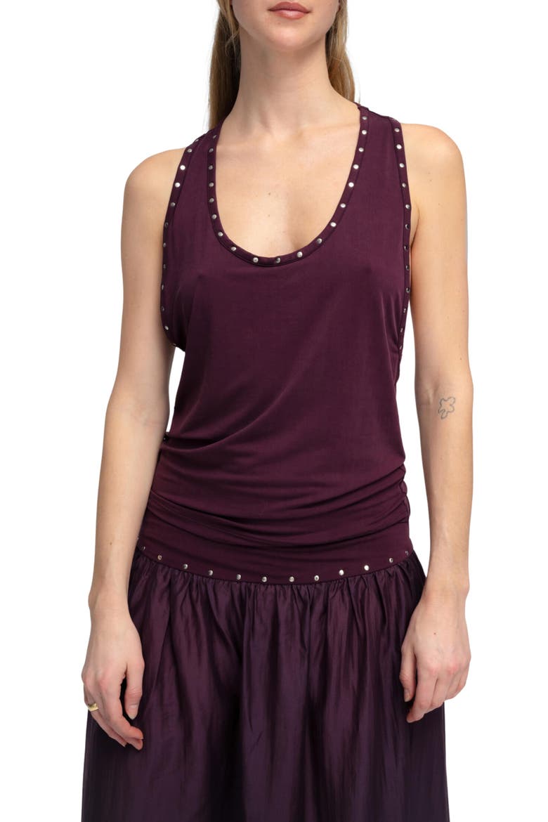 Yuna Studded Tank Top, Main, color, PLUM