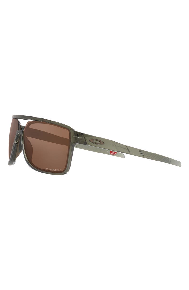 Oakley Castel 63mm Prizm<sup>™</sup> Polarized Oversize Rectangular Sunglasses, Alternate, color, Olive