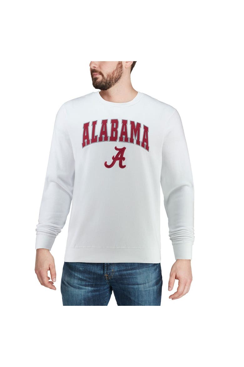 Men's Colosseum White Alabama Crimson Tide Arch & Logo Crew Neck Sweatshirt, Alternate, color, White
