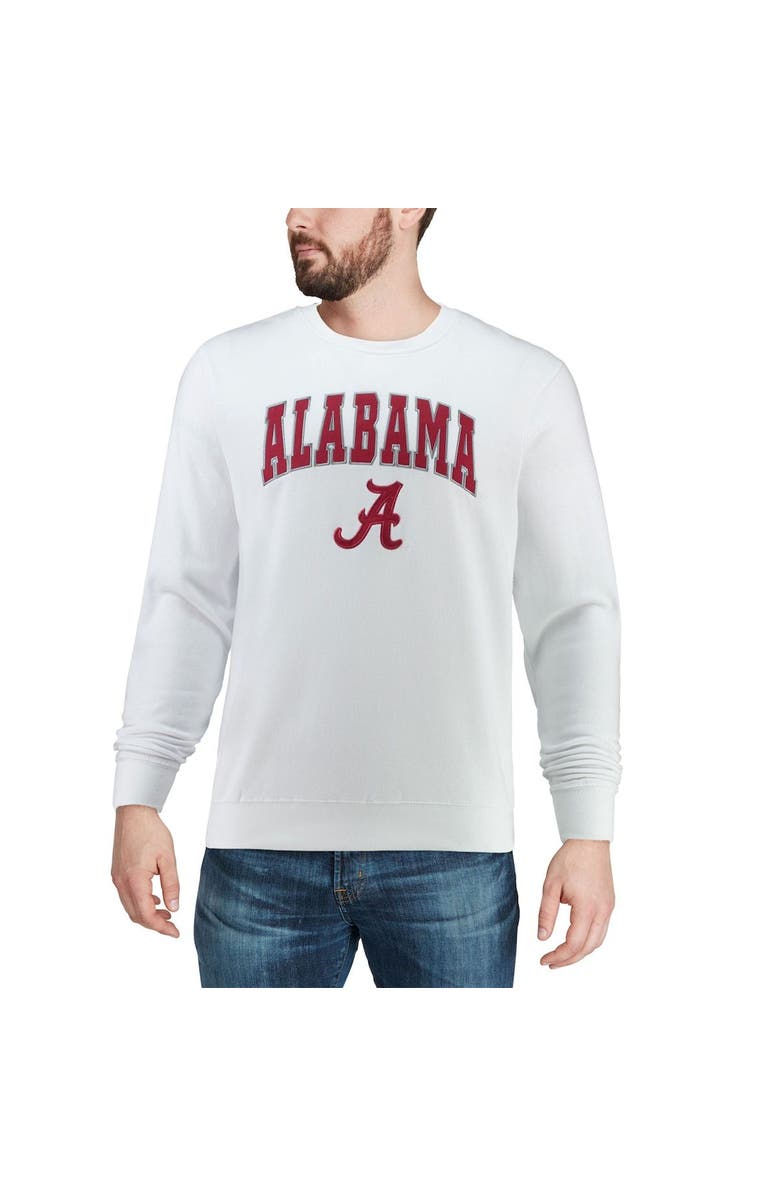 COLOSSEUM Men's Colosseum White Alabama Crimson Tide Arch & Logo Crew Neck Sweatshirt, Alternate, color, White