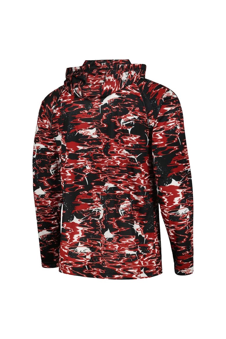 Men's Columbia Black Arkansas Razorbacks PFG Terminal Tackle Omni-Shade Rippled Long Sleeve Hooded T-Shirt, Alternate, color, Black