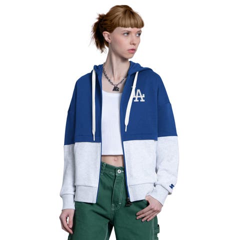Women's Starter Royal/Heather Gray Los Angeles Dodgers Wishbone Full-Zip Hoodie