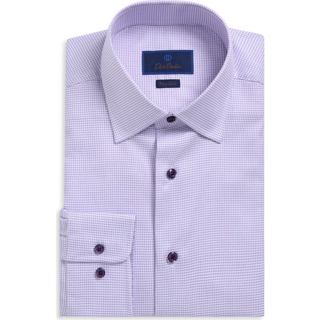 David Donahue Regular Fit Pale Purple Cotton Dobby Dress Shirt In Purple