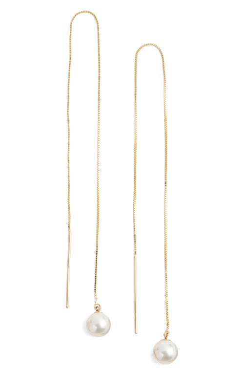 POPPY FINCH POPPY FINCH LONG PEARL THREADER EARRINGS