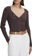 Reiss Monica Rib Split Neck Top