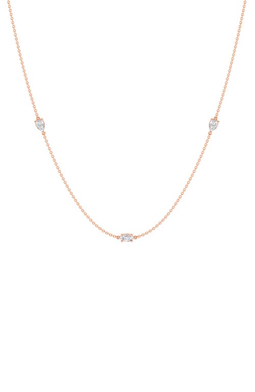 Everyday By Hautecarat Mixed Shape Diamond Station Necklace In 14k Rose Gold