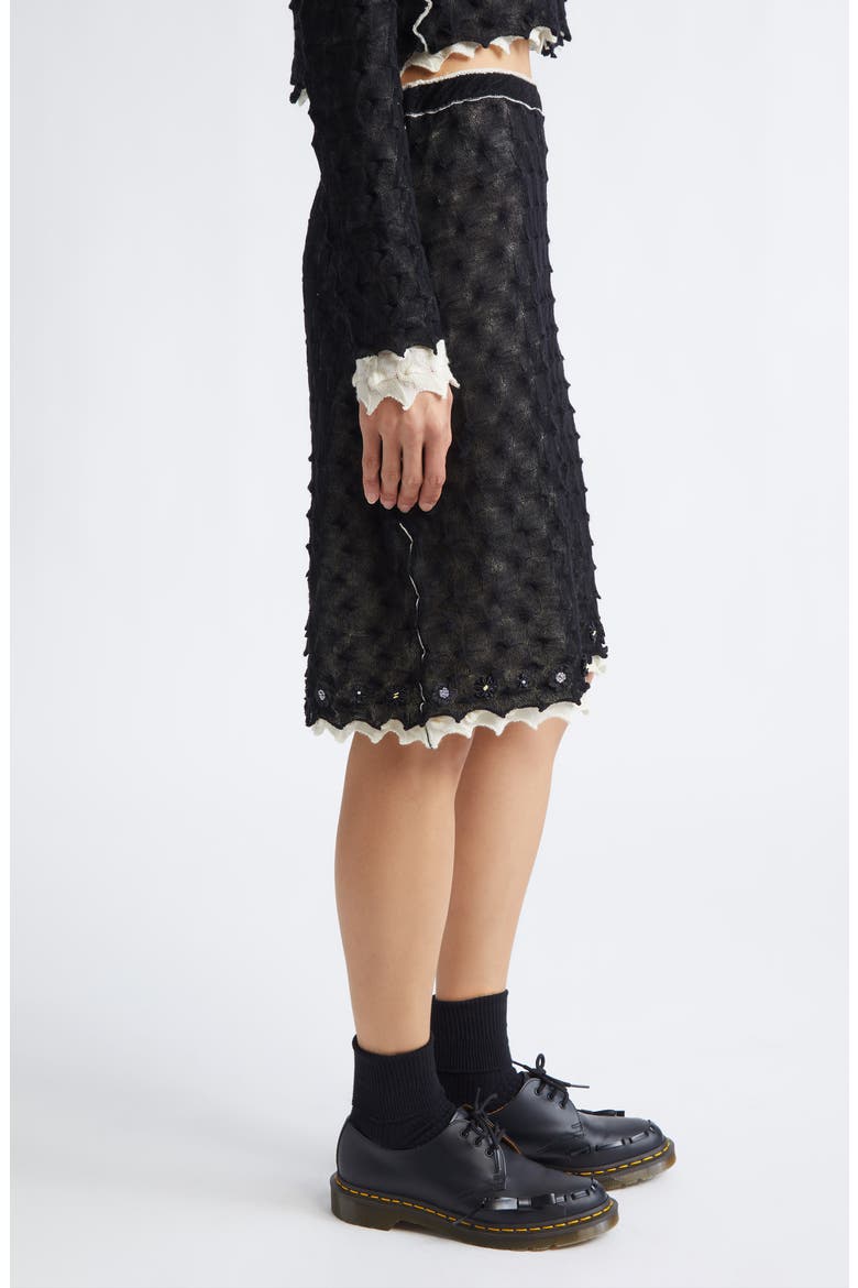 Borlor Double Layer Wool Sweater Skirt, Alternate, color, BLACK/ IVORY