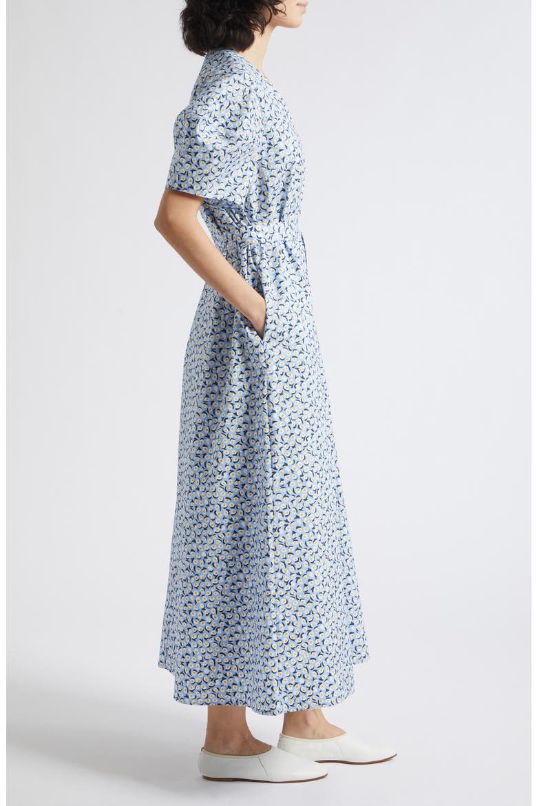 Taivut Pikku Vikuri Ditsy Floral Cotton Midi Dress, Alternate, color, LIGHT BLUE OFF WHITE YELLOW