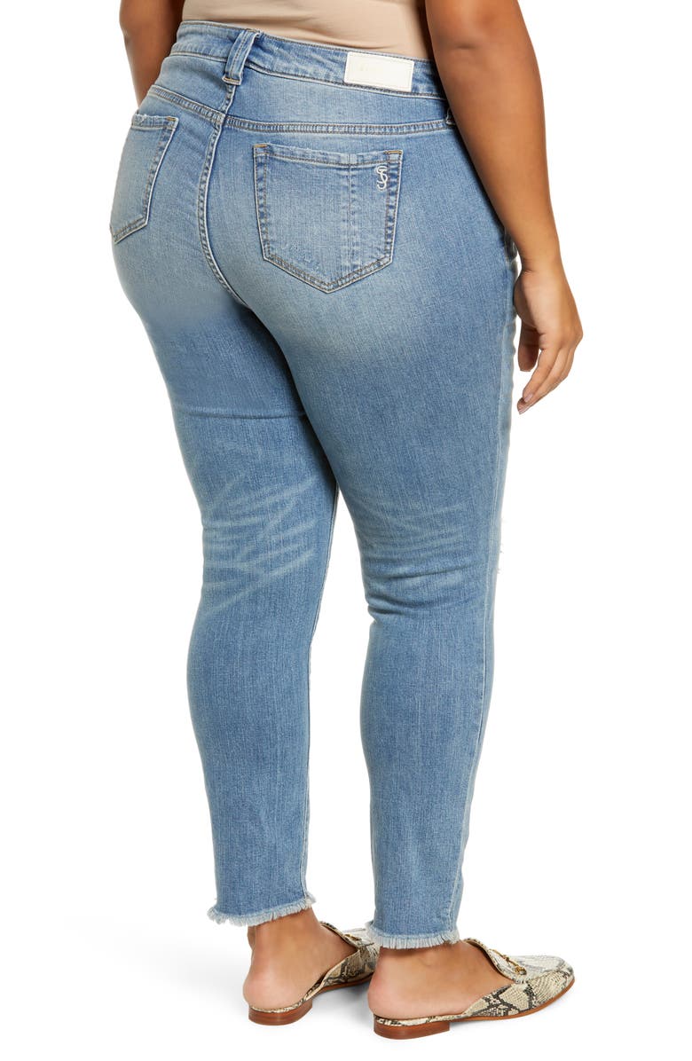 SLINK Jeans High Waist Fray Hem Ankle Jeans, Alternate, color, Claire