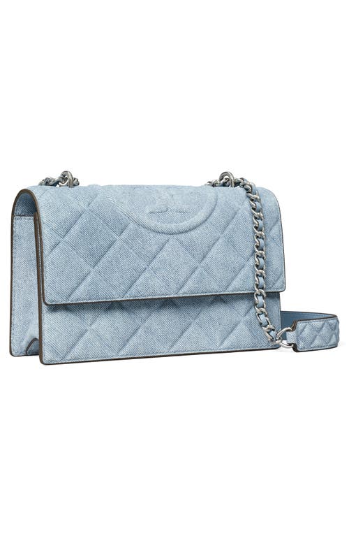 Tory Burch Fleming Small Convertible Denim Shoulder Bag In Denim