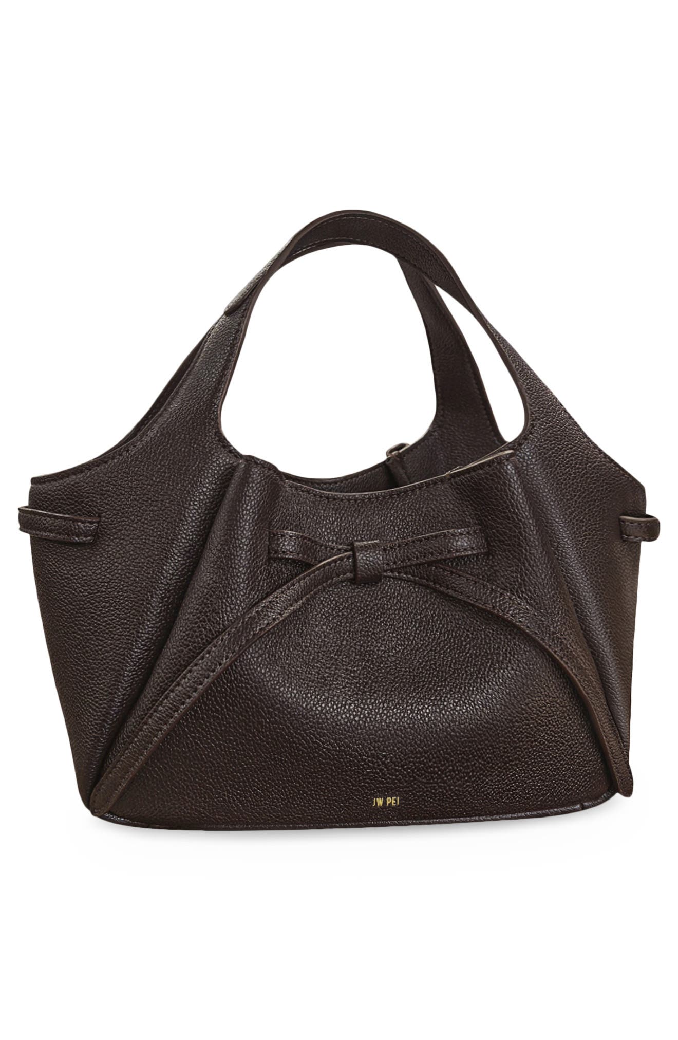 JW PEI Mabel Soft Bow Faux Leather Tote, Alternate, color, Dark Brown