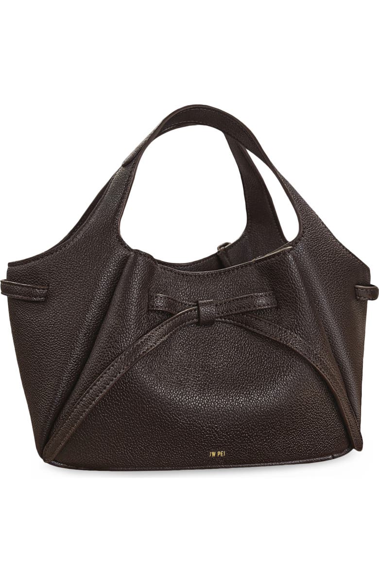 JW PEI Mabel Soft Bow Faux Leather Tote, Alternate, color, Dark Brown