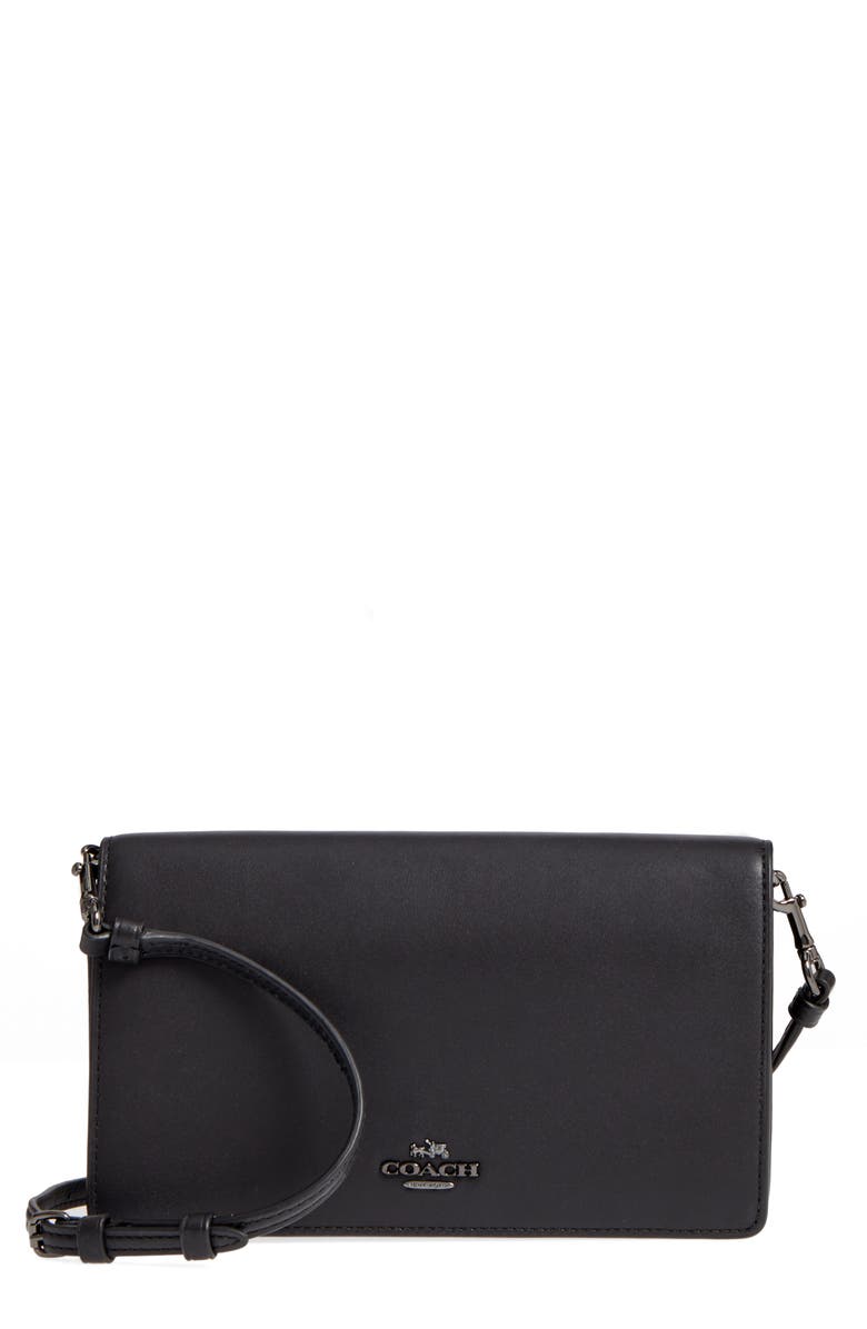 COACH Calfskin Leather Foldover Convertible Clutch, Main, color, 