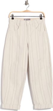 Democracy Stripe Cuffed Crop Barrel Leg Pants