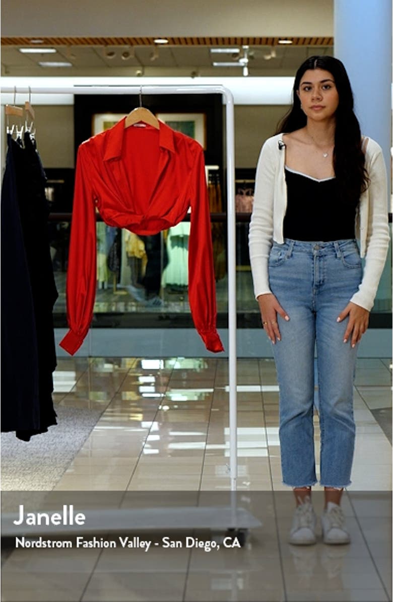 Laraine Plunge Neck Stretch Silk Crop Blouse, sales video thumbnail