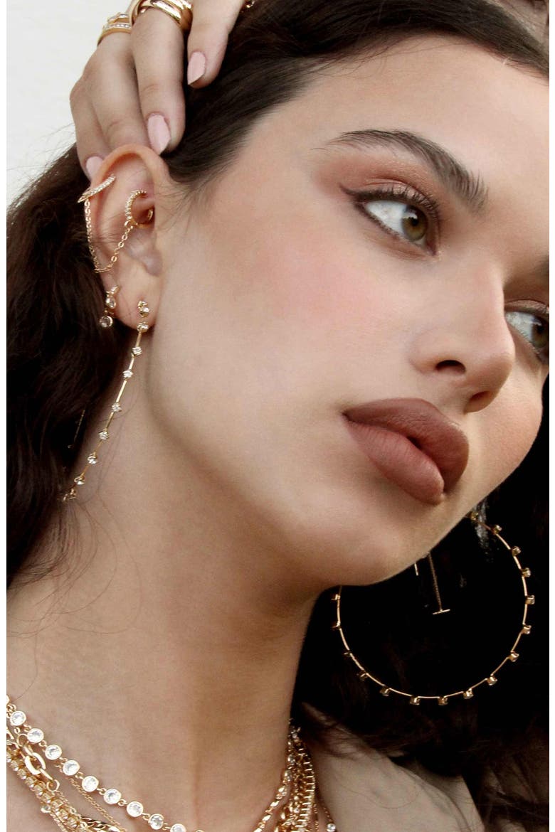 Large Sparkle Hoop Earrings, Alternate, color, GOLD