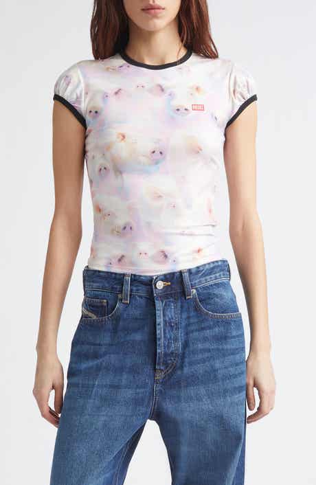 T-Unkyp Pig Print Ringer T-Shirt