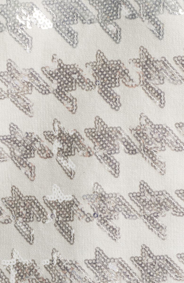 Anne Klein Sequin Houndstooth Mock Neck Sweater, Alternate, color, White Dove