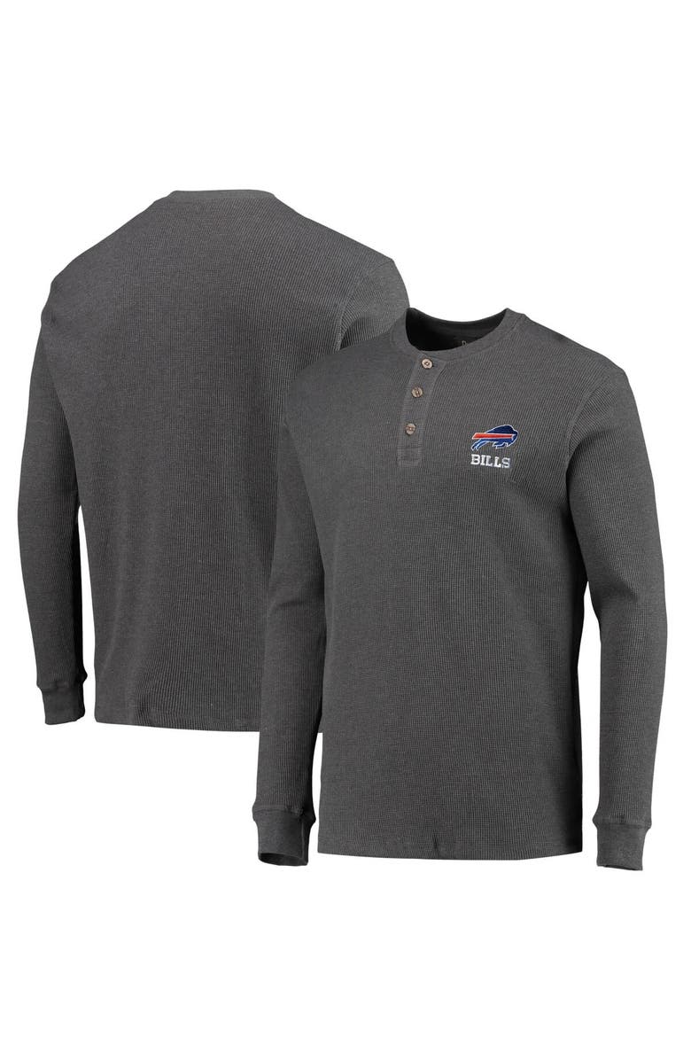 DUNBROOKE Men's Dunbrooke Heathered Gray Buffalo Bills Logo Maverick Thermal Henley Long Sleeve T-Shirt, Main, color, 