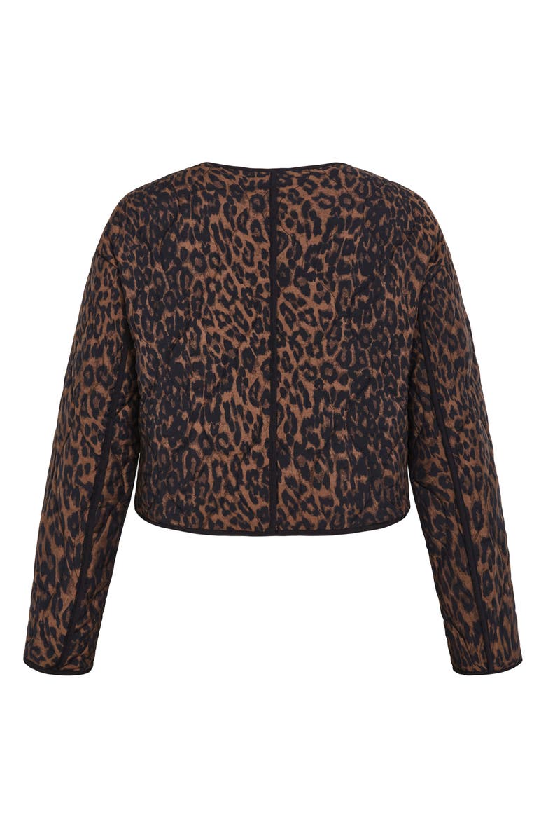 City Chic Leopard Print Crop Quilted Jacket, Alternate, color, Animal