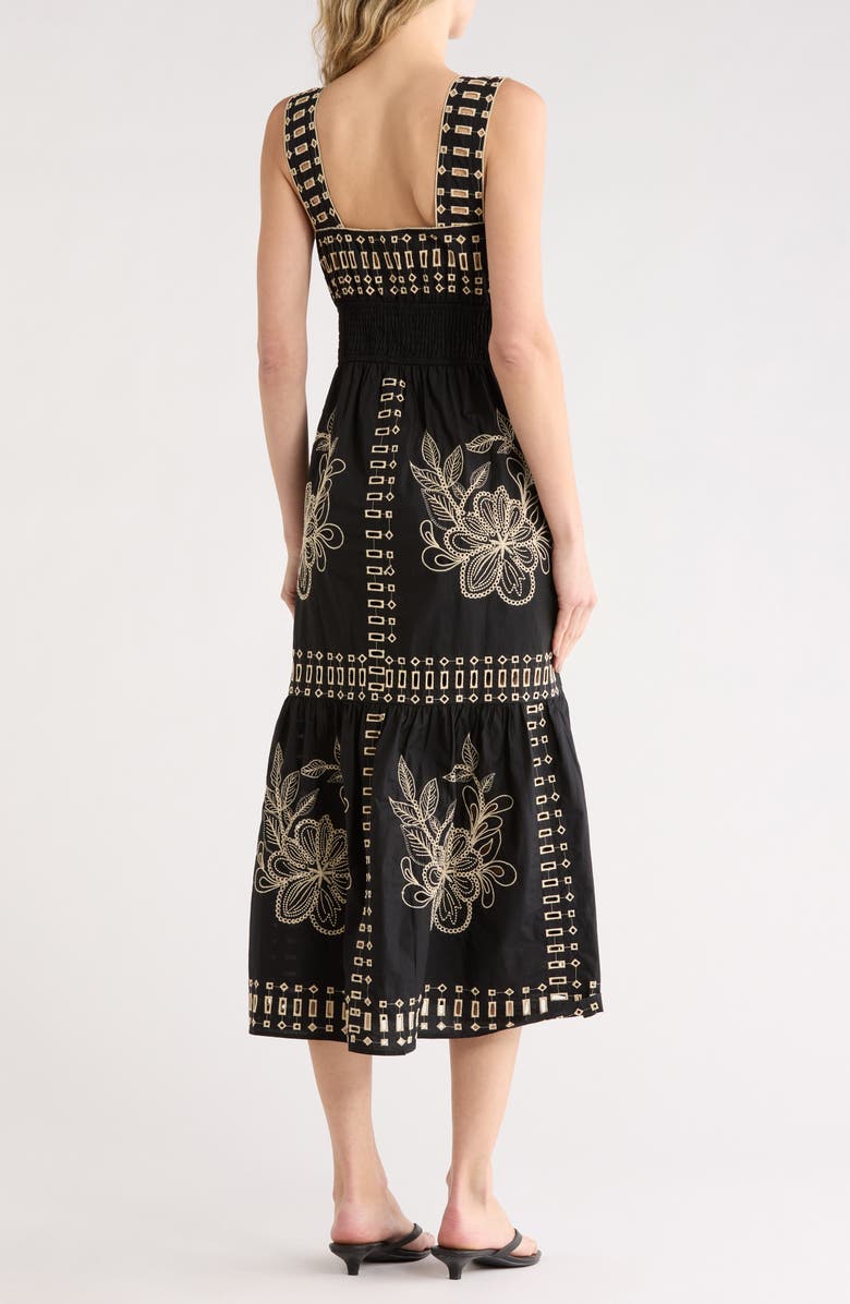 Rails Fawn Midi Dress, Alternate, color, Black Tan Embroidered