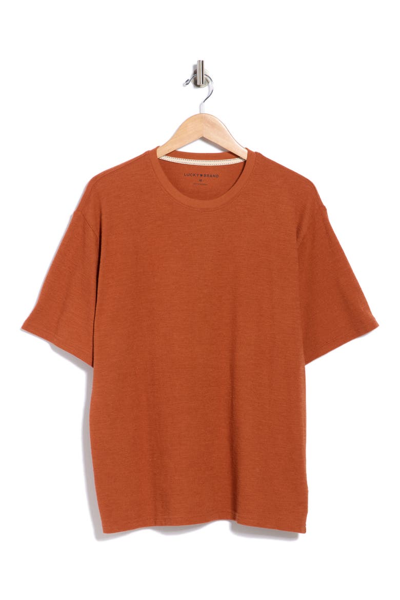 Textured Boxy Knit T-Shirt, Alternate, color, PECAN BROWN