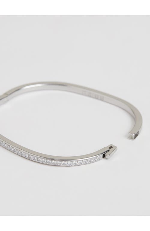 Reiss Myles Modern Cuff Bracelet In Silver Tone/clear Crystal