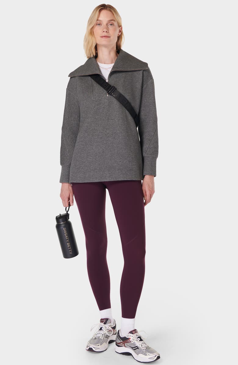 Sweaty Betty Radiant Half Zip Sweatshirt, Alternate, color, Charcoal G