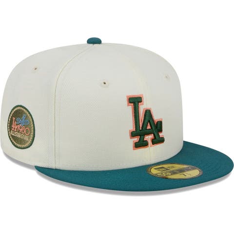 Men's New Era Cream Los Angeles Dodgers Chrome Evergreen 59FIFTY Fitted Hat