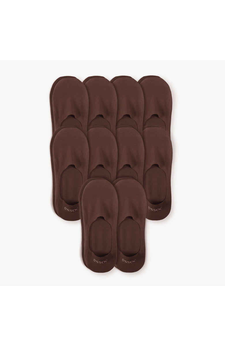 Essoc Inc Unisex Cotton No Show Socks 10-Pack, Alternate, color, Toffee Tan