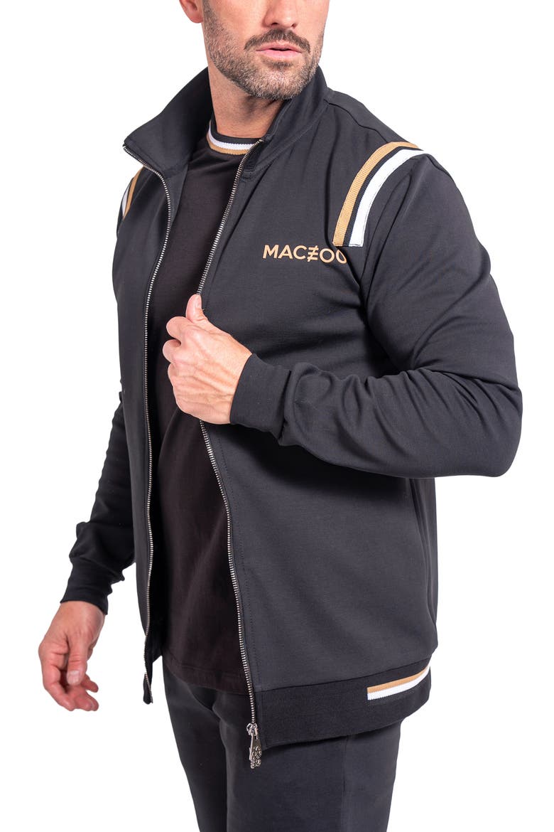 Zipper Modish85 Black Knit Track Jacket, Alternate, color, BLACK