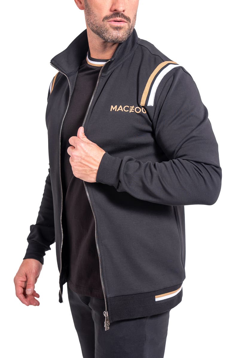 Maceoo Zipper Modish85 Black Knit Track Jacket, Alternate, color, Black