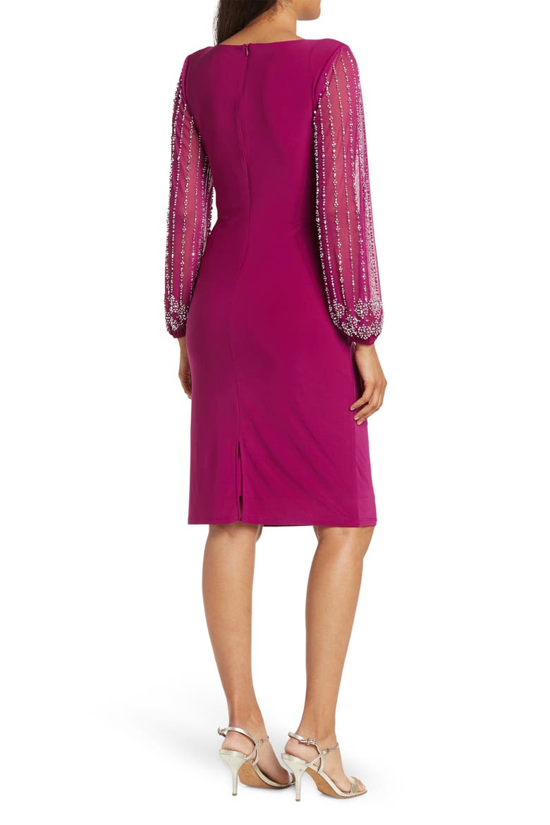 Beaded Long Sleeve Sheath Dress, Alternate, color, FUS