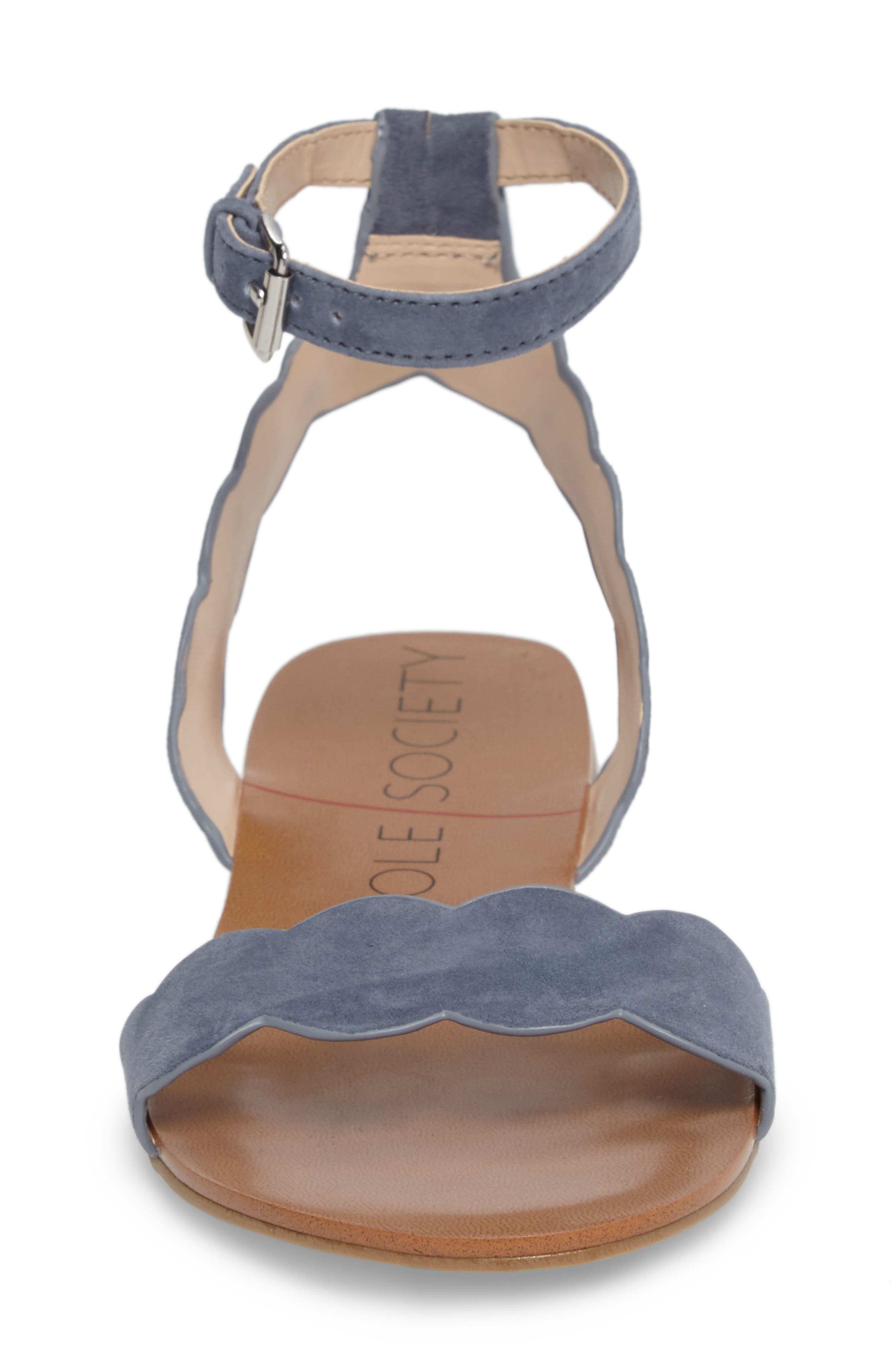 'Odette' Scalloped Ankle Strap Flat Sandal, Alternate, color, VISTA BLUE SUEDE