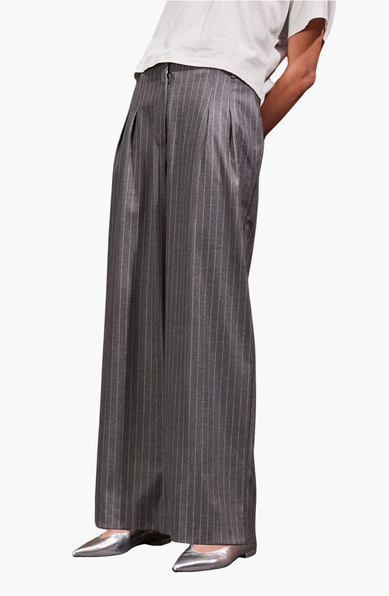 Ro&Zo Pinstripe High Waist Trousers, Main, color,