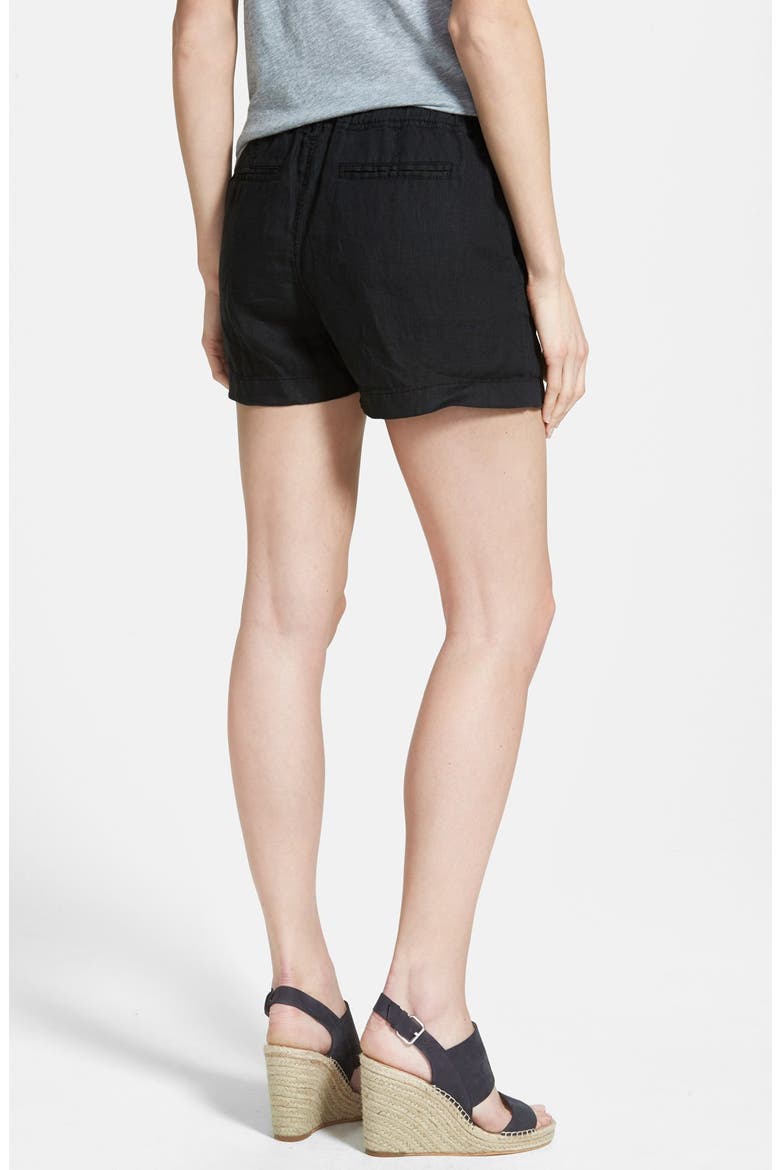 Drawstring Linen Shorts, Alternate, color, BLACK