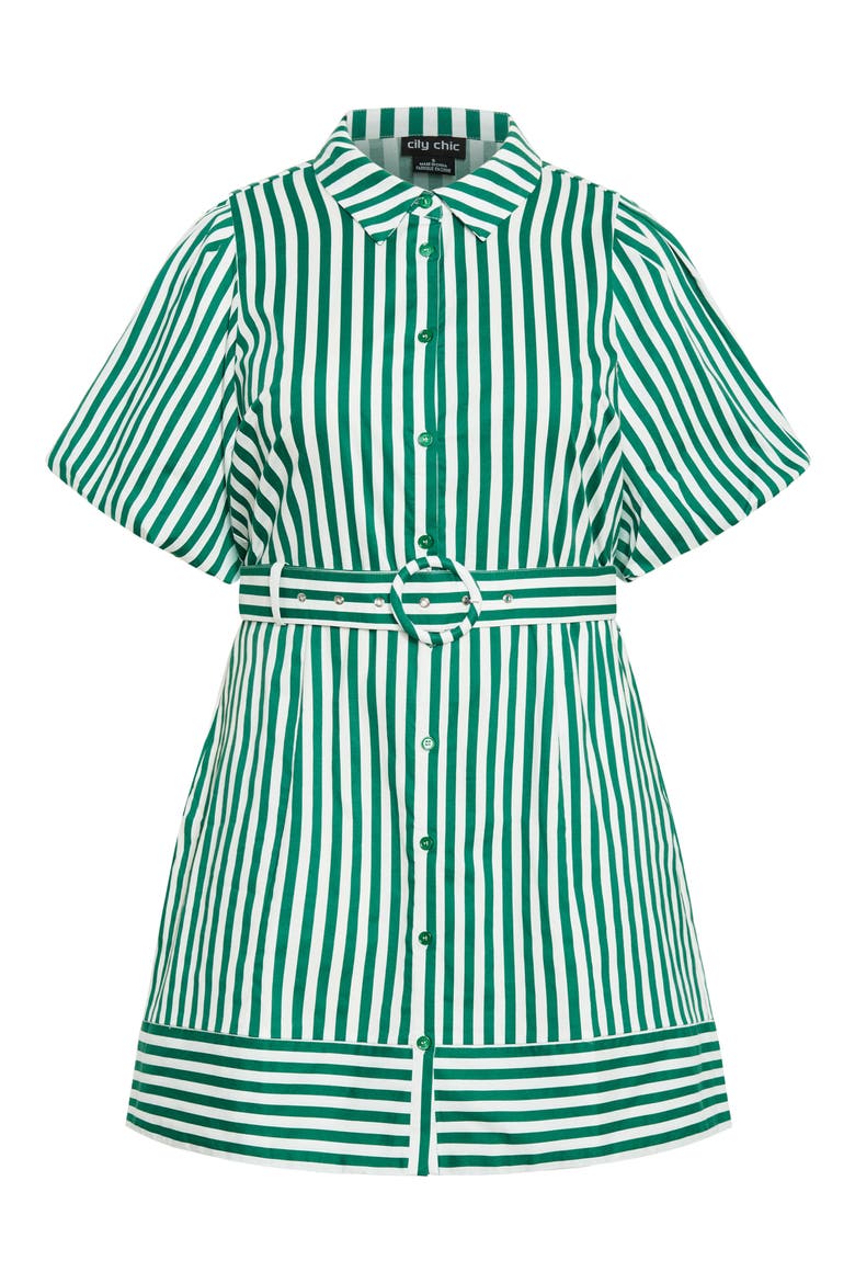 May Stripe Stretch Poplin Shirtdress, Alternate, color, GREEN STRIPE