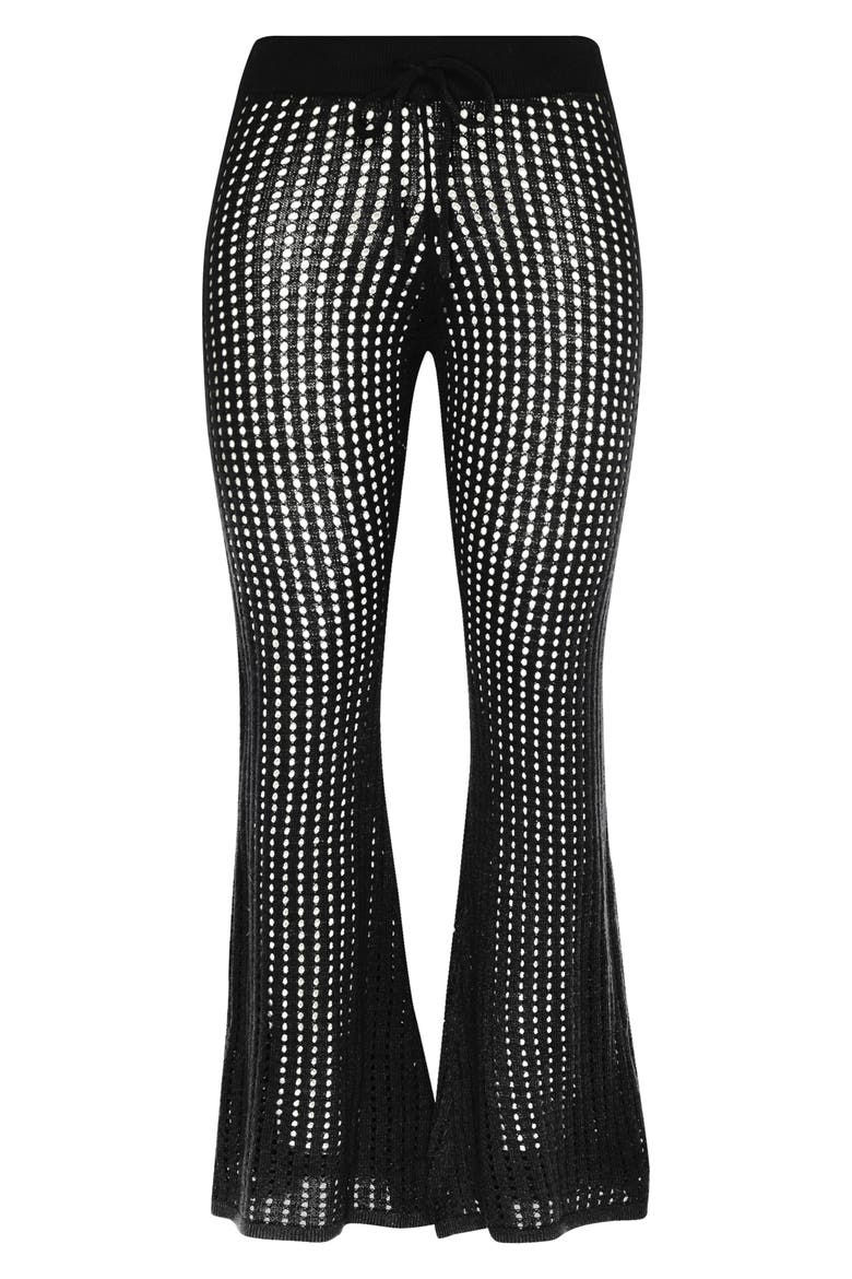 Resort Open Stitch Cover-Up Pants, Alternate, color, BLACK