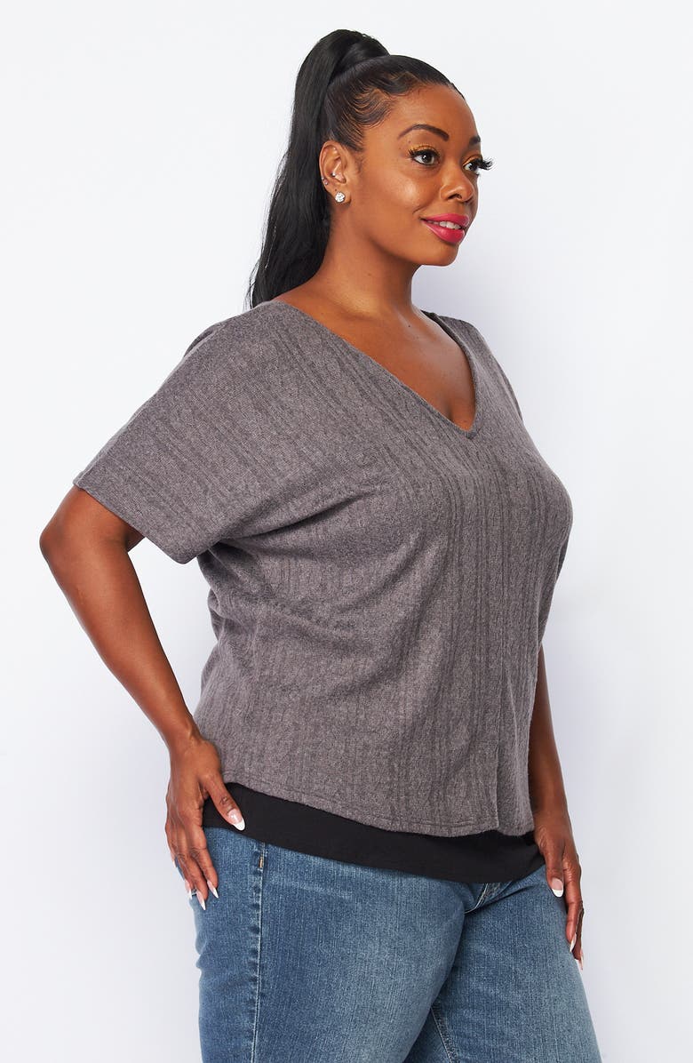 BLUEGREY Double V-Neck Top, Alternate, color, Grey