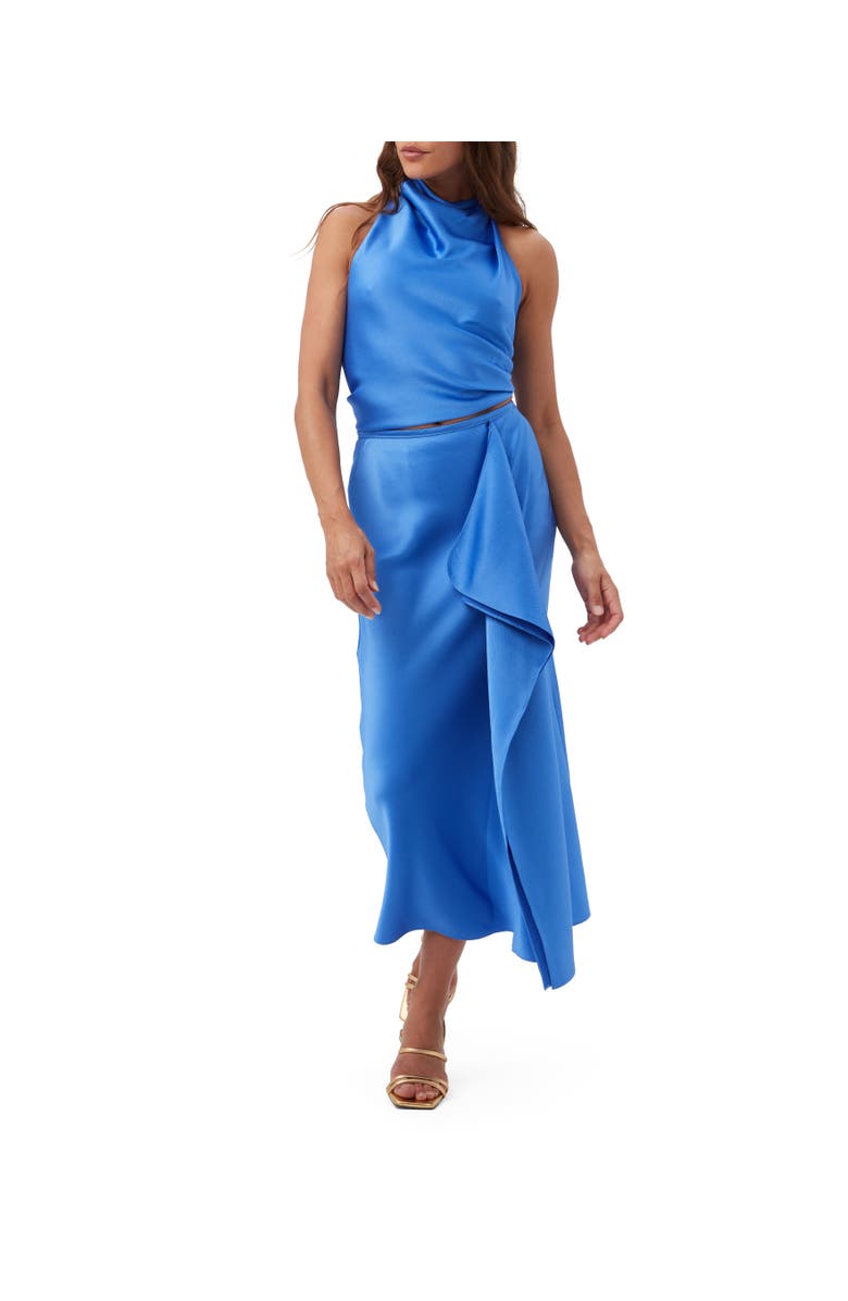 Trina Turk Lanika Satin Cowl Neck Halter Top, Alternate, color, Beach Ball Blue